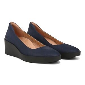 New Vionic Sereno Size 9.5 Wide Navy Blue Wedge Comfort Pumps Women's